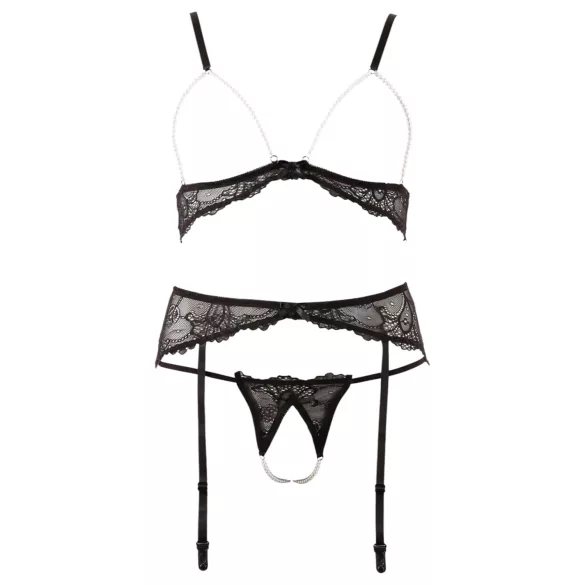 Abierta Fina - Pearl Lace Lingerie Set - XL