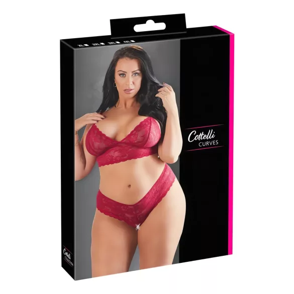 Cottelli Plus Size - Soft Lace Bra Set (Red) - 4XL