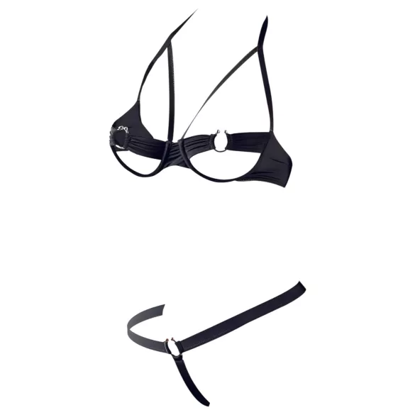 Cottelli - Black Metal Ring Bra Set - 80B/M