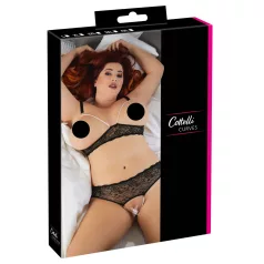 Cottelli Plus Size - Beaded Bra Set (Black)  - XL