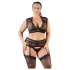 Cottelli Plus Size - Rhinestone Lace Lingerie Set (Black)