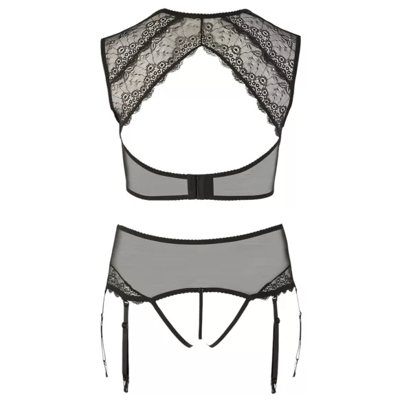 Cottelli Plus Size - Rhinestone Lace Lingerie Set (Black)