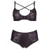 Cottelli Plus Size - Cross Strap Bra & Panty Set (Black)