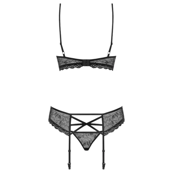 Obsessive 818-SEG-1 - Rhinestone Lingerie Set (Black) - L/XL