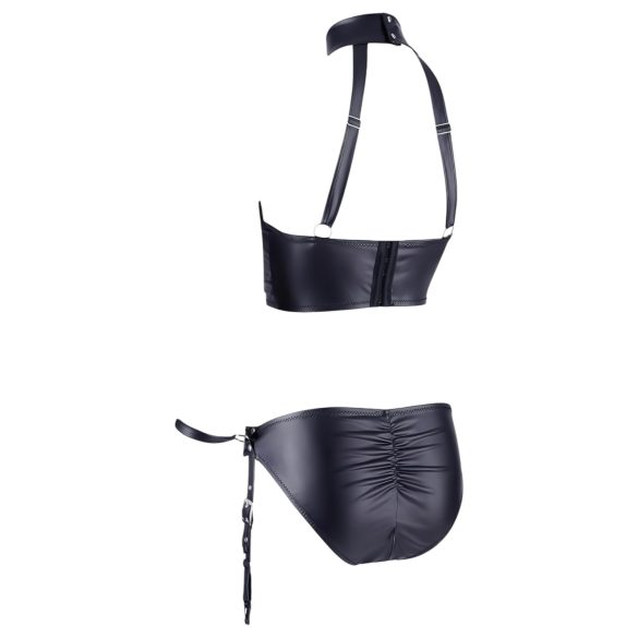 Cottelli Bondage - Shiny Black Bust Lifter Set with Cuffs - L