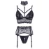 Cottelli Bondage - Lace Lingerie Set with Cuffs (Black) - XL