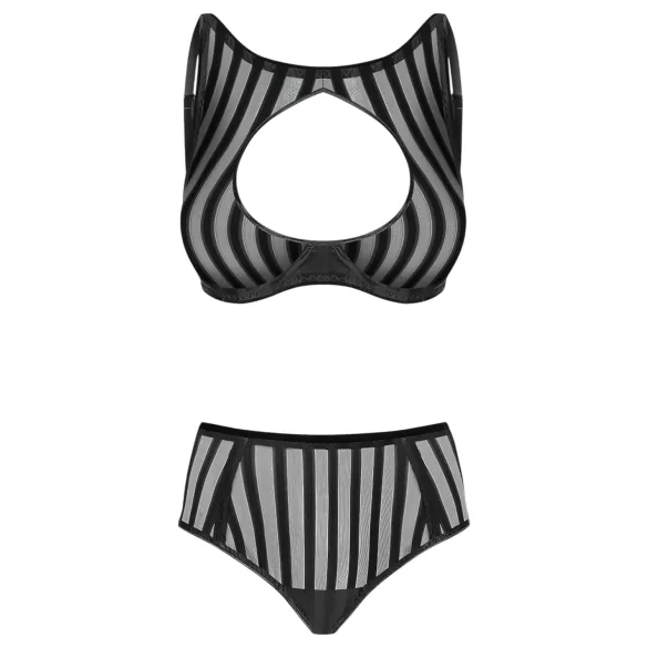 Petite Noir Exclusive - Black Striped Bra Set