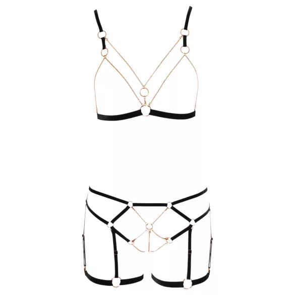 Cottelli - Chain Decorative Body Harness - 2 Piece (Black)  - M