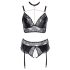Cottelli Curves - Shiny Lingerie Set (Black)