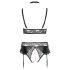 Cottelli Curves - Shiny Lingerie Set (Black) - 3XL