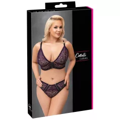 Cottelli Plus Size - Sheer Patterned Bra Set (Purple)