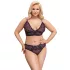 Cottelli Plus Size - Sheer Patterned Bra Set (Purple)
