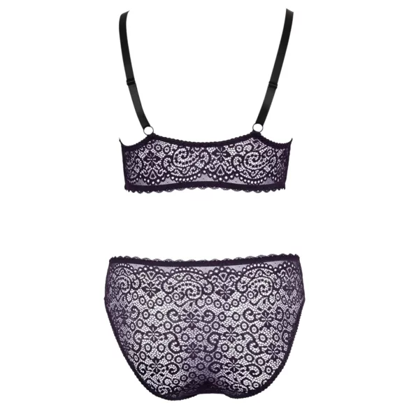 Cottelli Plus Size - Sheer Patterned Bra Set (Purple)