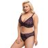 Cottelli Plus Size - Sheer Patterned Bra Set (Purple) - 2XL