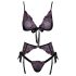 Kissable - Pink and Purple Embroidered Bra Set (Black)  - L/XL