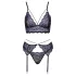 Cottelli - 3-Piece Lace Lingerie Set (Black-Violet) - L