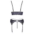 Cottelli - 3-Piece Lace Lingerie Set (Black-Violet) - XL