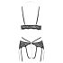 Abierta Fina - Black Lace Open Bra Set - XL