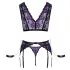 Cottelli Bondage - Lingerie Set with Handcuffs (Black-Purple) - M