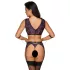 Cottelli Bondage - Lingerie Set with Handcuffs (Black-Purple) - L
