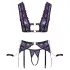 Cottelli Bondage - Lingerie Set with Handcuffs (Black-Purple) - L