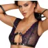 Cottelli Bondage - Lingerie Set with Handcuffs (Black-Purple) - XL