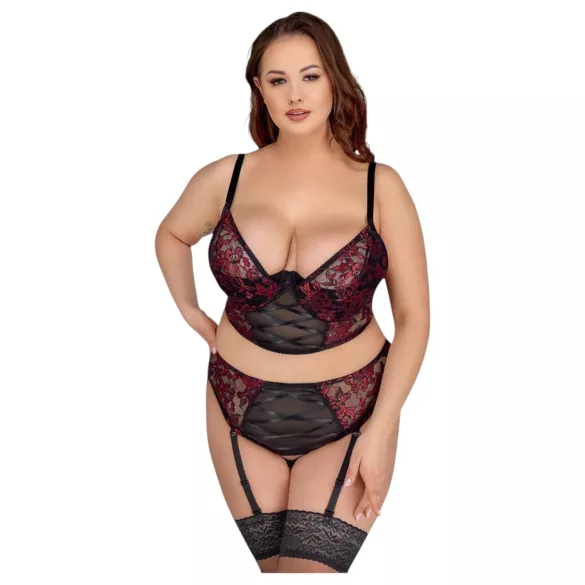 Cottelli Plus Size – Bra Set (Red) - 90C/XL