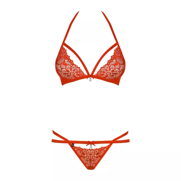 Obsessive 838-SET-3 - Strappy Lace Bra Set (Red)
