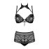 Obsessive Elizenes - Patterned, Sheer Black Bra Set - L/XL