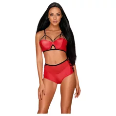 Obsessive Leatheria - Faux Leather Bra Set (Red) - S/M