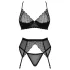 Obsessive Chemeris - bra set with suspender belt (black) - M/L