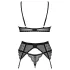 Obsessive Chemeris - bra set with suspender belt (black) - M/L