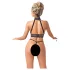 Abierta Fina - Chain Open Lingerie Set (Black) - L