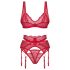 Obsessive Cupid Desir - Lace Lingerie Set (Red) - L/XL
