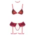 Cottelli - checked lingerie set with suspenders (red check)