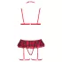 Cottelli - checked lingerie set with suspenders (red check) - M