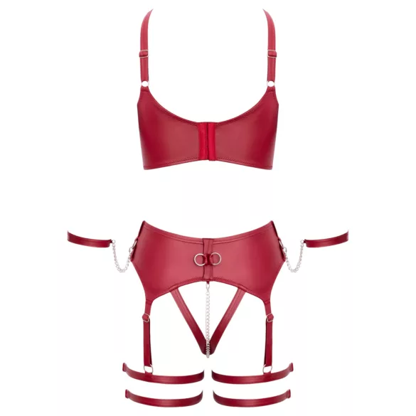 Cottelli Bondage - Cross-Strap Bra Set (Red) - M