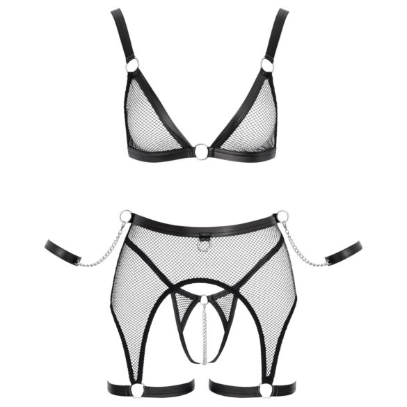 Cottelli Bondage - Sheer Mesh Set with Chains (Black)