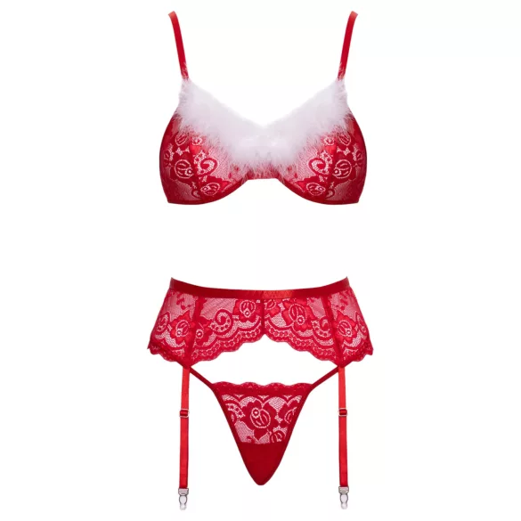 Cottelli - Lace Christmas Bra Set (Red) - L/XL