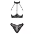Cottelli - Open-Cup Lace Bra and Thong with Rose Gold Details (Black)