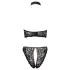 Cottelli - Open-Cup Lace Bra and Thong with Rose Gold Details (Black)