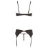 Abierta Fina - Sparkling Stone Lingerie Set (Black) - 80C/M