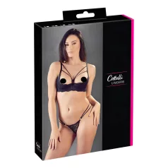 Cottelli - Strappy Ring Bra and Thong Set (Black) - 85C/L