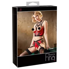 Abierta Fina - Red Ring Lift Lingerie Set - 80B/M