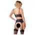 Abierta Fina - sparkling strappy lace lingerie set (black) - 80B/M