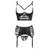Abierta Fina - Sparkling Strappy Lace Lingerie Set (Black) - 85C/L