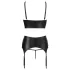 Abierta Fina - Sparkling Strappy Lace Lingerie Set (Black) - 85C/L
