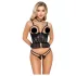 Abierta Fina - Open Thong & Corset (Black) - M
