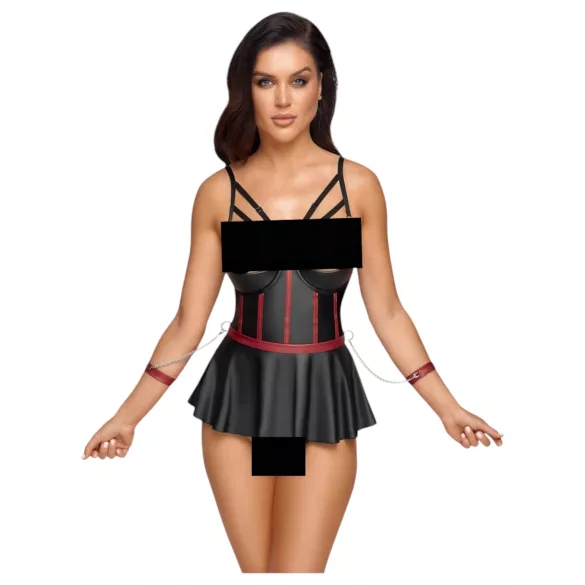 Cottelli Bondage - Shiny Set with Wrist Cuffs (Black) - 80B/M