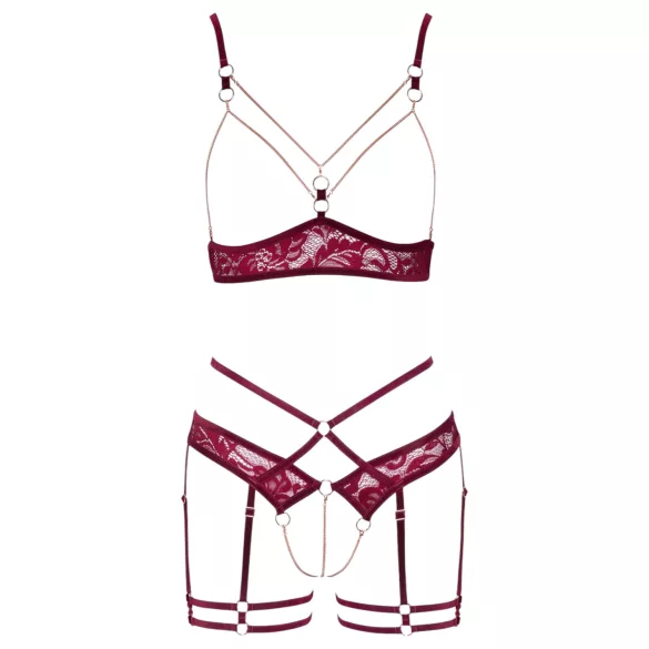 Abierta Fina - Chain Lift Bra Set (Red)